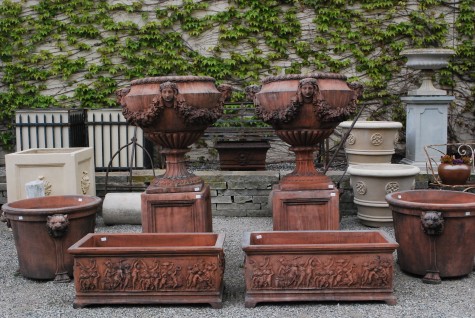 English concrete garden pots
