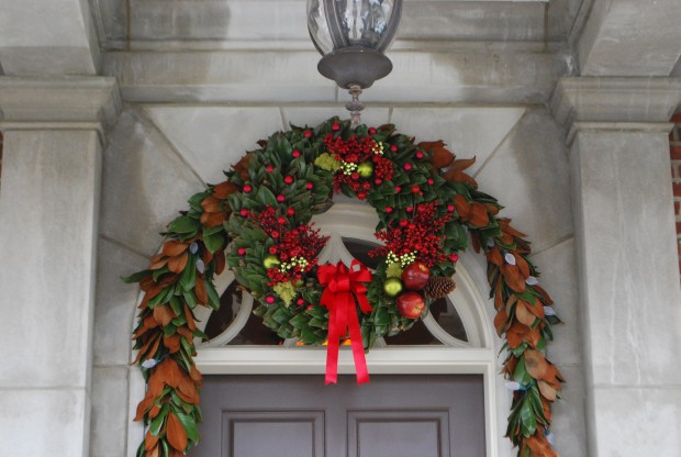 holiday garland with a wreath