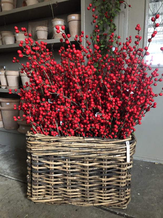 Set of 24: Burgundy Holly Berry Stems with 35 Lifelike Berries