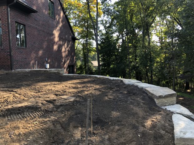 retaining wall backfilled